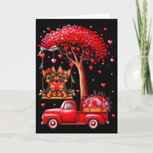 Couple German Shepherds Valentine Hearts Tree Pick Card