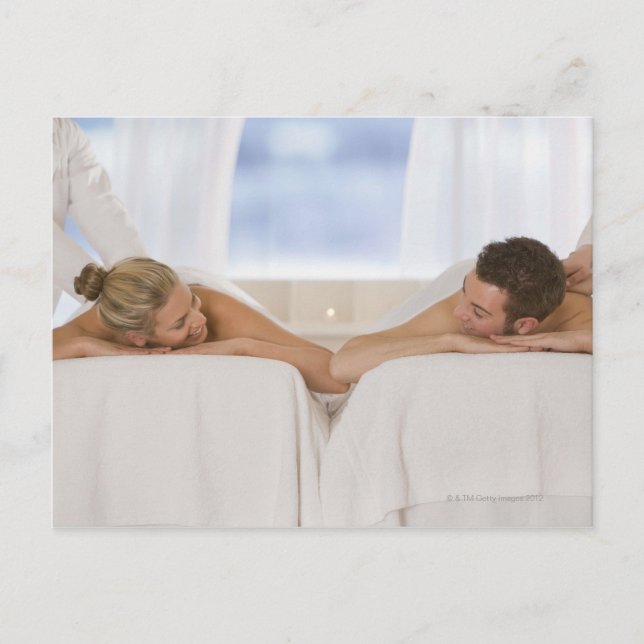 Couple getting massages postcard (Front)