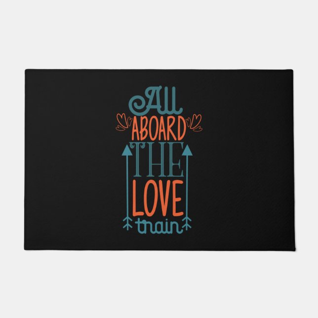 Couple Gift All Aboard The Love Train Doormat (Front)