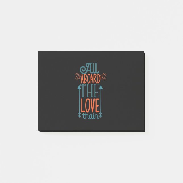Couple Gift All Aboard The Love Train Post-it Notes (Front)