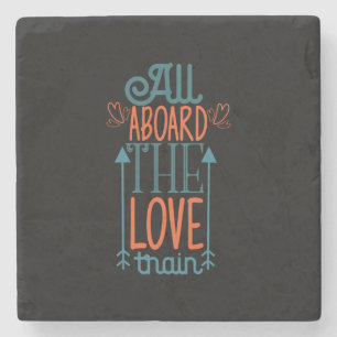 Couple Gift All Aboard The Love Train Stone Coaster