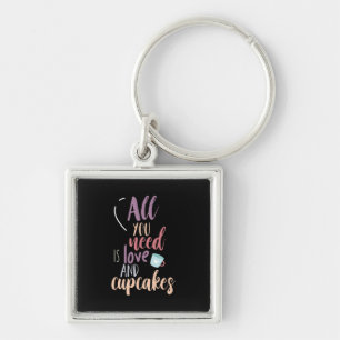 Couple Gift All You Need Is Love And Cupcake Key Ring