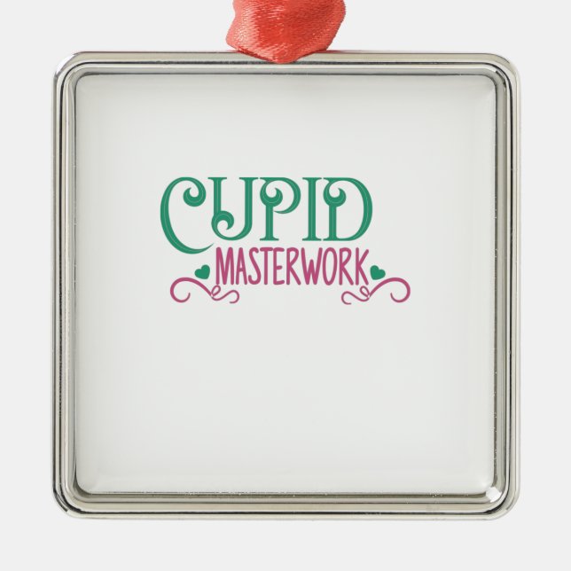 Couple Gift Cupid Masterwork Metal Ornament (Front)