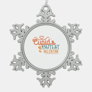 Couple Gift Cupid's Cutest Valentine Snowflake Pewter Christmas Ornament