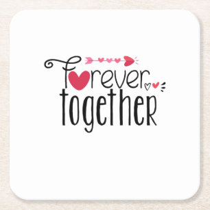 Couple Gift Forever Together Square Paper Coaster