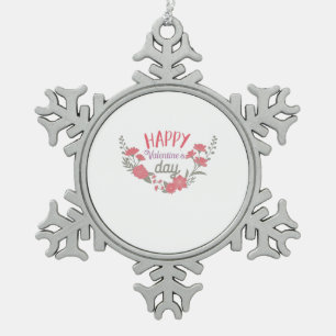 Couple Gift Happy Valentine's Day Snowflake Pewter Christmas Ornament