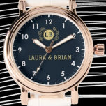 Couple Gift His and Her name monogram initials  Watch<br><div class="desc">Romantic Couple Gift His and Her name monogram initials Custom name Watches for Business Men and Women Watches Stainless Steel Waterproof a perfect Romantic Couple Gift for Couple. This watches have a beautiful appearance, romantic representative, time is a symbol of witnessing love, is the perfect gift for Valentine's Day, Christmas,...</div>
