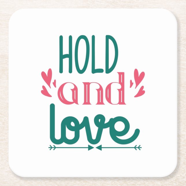 Couple Gift Hold And Love Square Paper Coaster (Front)