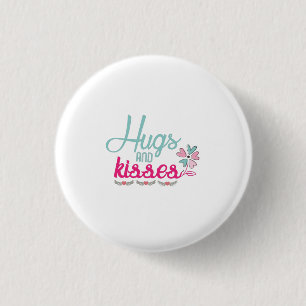 Couple Gift Hugs And Kisses Flower 3 Cm Round Badge