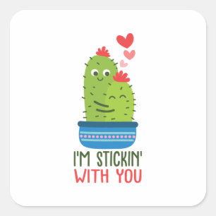 Couple Gift I Am Stickin With You Square Sticker
