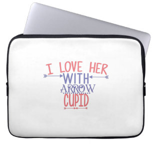 Couple Gift I Love Her With Arrow Cupid Laptop Sleeve