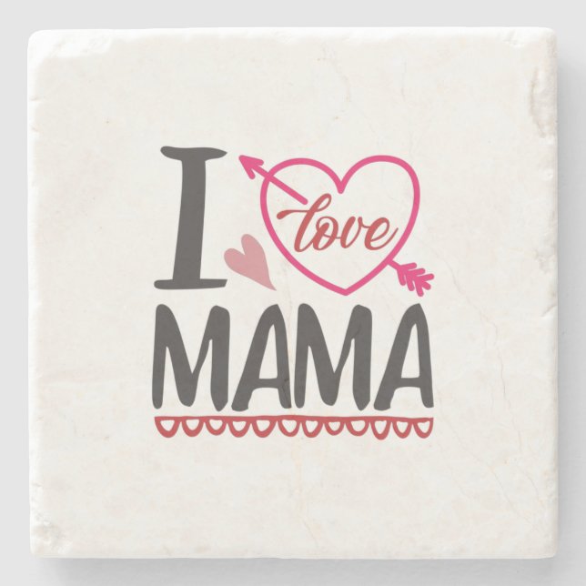 Couple Gift I Love Mama Stone Coaster (Front)