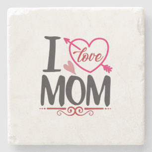 Couple Gift I Love Mom Stone Coaster
