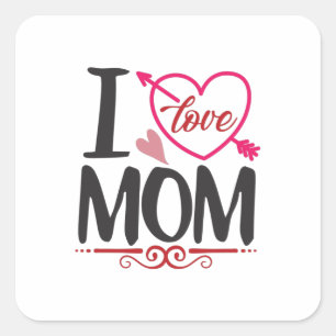 Couple Gift I Love Mum Square Sticker