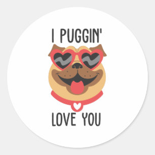 Couple Gift I Puggin Love You Classic Round Sticker