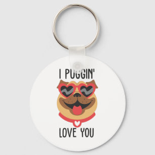 Couple Gift I Puggin Love You Key Ring