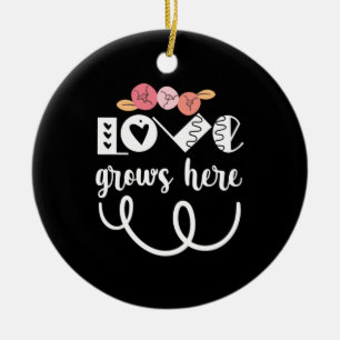 Couple Gift Love Grows Here Ceramic Ornament