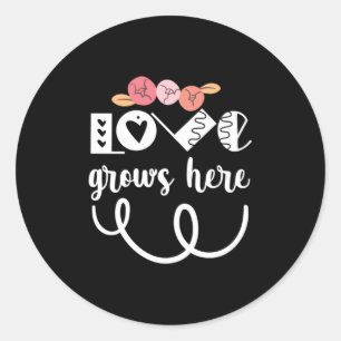 Couple Gift Love Grows Here Classic Round Sticker