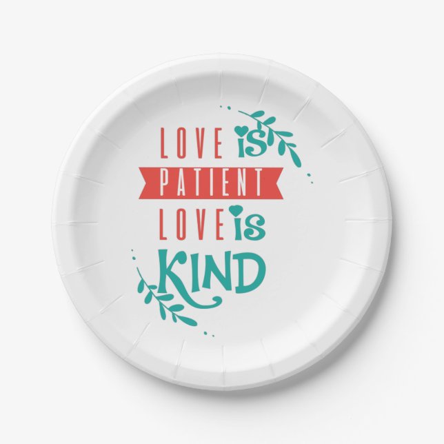 Couple Gift Love Is Kind Paper Plate (Front)