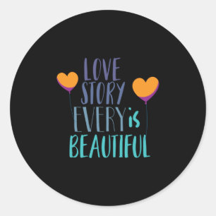 Couple Gift Love Story Is Beautiful Classic Round Sticker