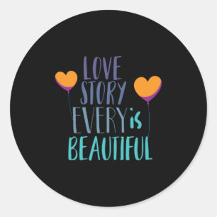 Couple Gift Love Story Is Beautiful Classic Round Sticker