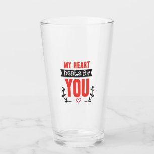 Couple Gift My Heart Beats For You Glass