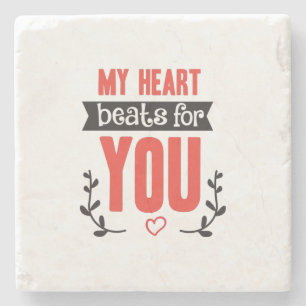 Couple Gift My Heart Beats For You Stone Coaster