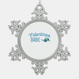 Couple Gift Valentine Babe Flowers Snowflake Pewter Christmas Ornament