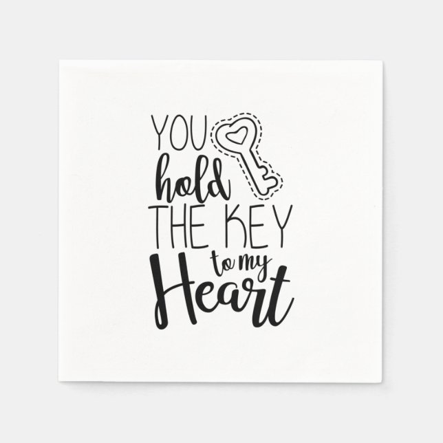 Couple Gift You Hold The Key To My Heart Napkin (Front)