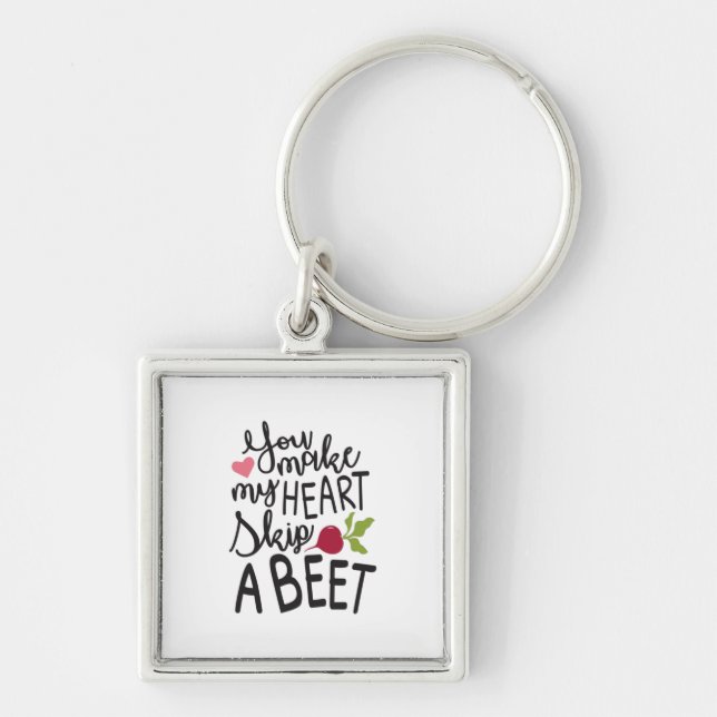 Couple Gift You Make My Heart A Beet Key Ring (Front)