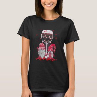 Couple Gnome Valentine Day Wine Lovers T-Shirt