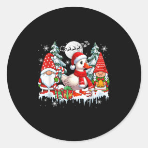 Couple Gnomes Santa Goose Christmas Trees Farmer F Classic Round Sticker