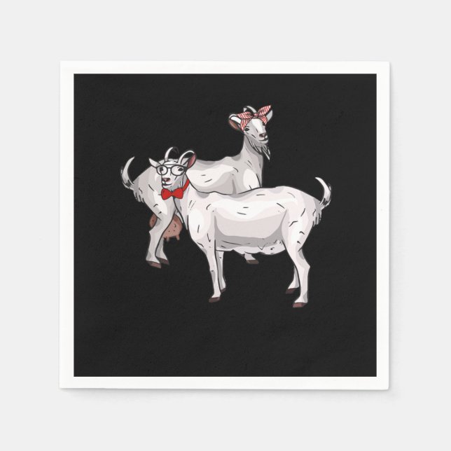 Couple Goat Funny Cute Goat Owner Animal Gift Napkin (Front)