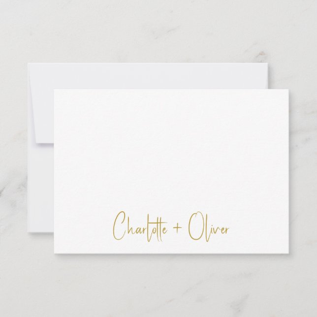Couple Gold Handwritten Names Wedding Monogram  Card (Front)