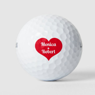 Couple Golfer Name Weddings Script Valentines day Golf Balls