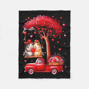 Couple Guinea Pigs Valentine Hearts Tree Pickup Tr Fleece Blanket