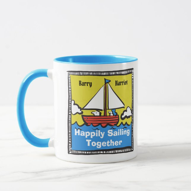 Couple Happily Sailing Together Mug (Left)