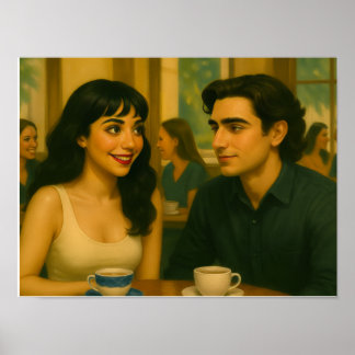 Couple Having Coffee Poster