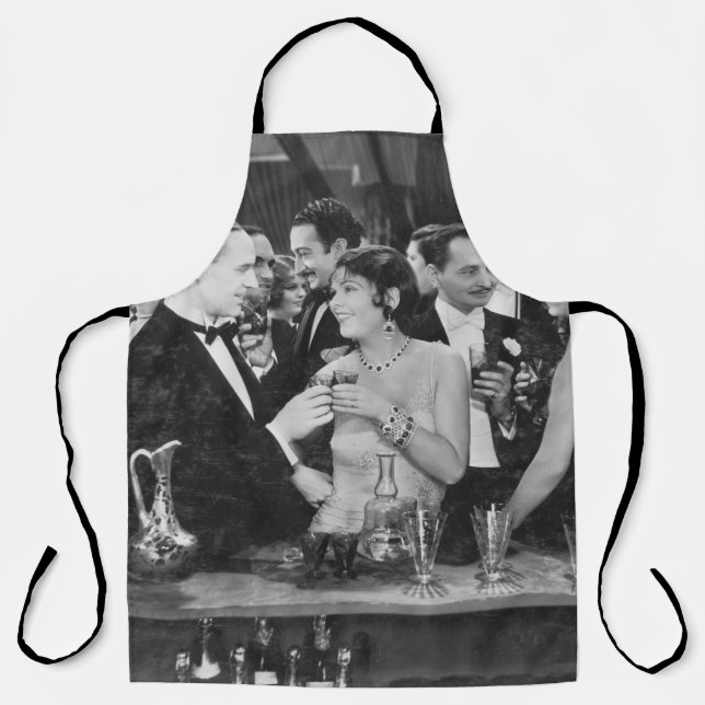Couple having drink at crowded bar apron (Front)