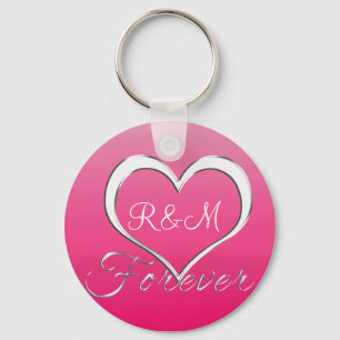 Couple Heart Initials Monogram Key Ring