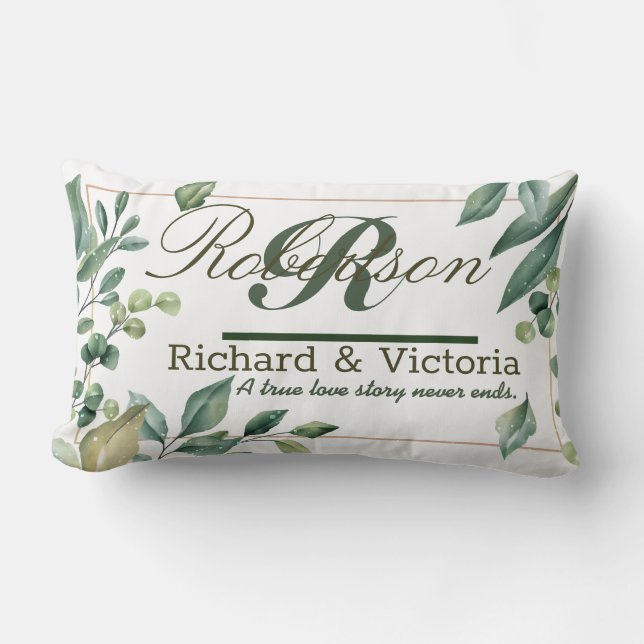 Couple Heather Flowers Corolla Greenery Leaves Lumbar Cushion (Front)