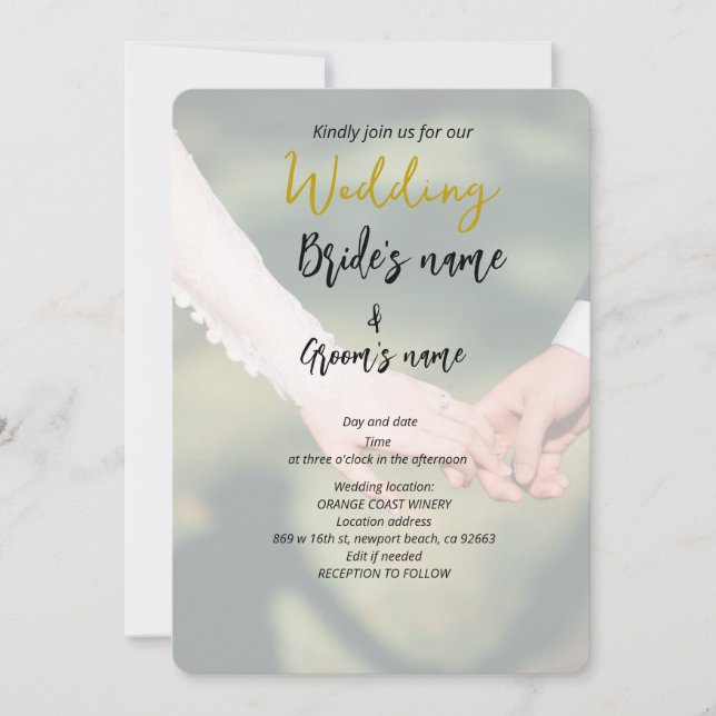  couple holding hand wedding save the date (Front)