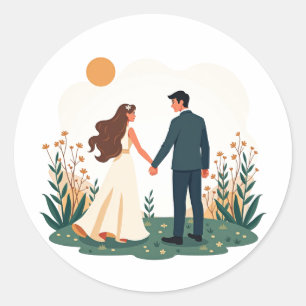 Couple Holding Hands Classic Round Sticker