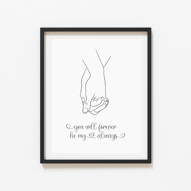 Couple Holding Hands Line Art Poster (Creator Uploaded)