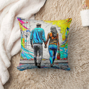 Couple Holding Hands   Personalised Message Cushion