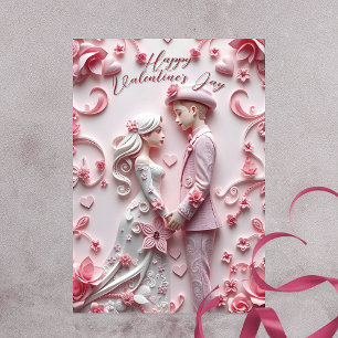 Couple Holding Hands Pink Romantic Valentine's Day Card