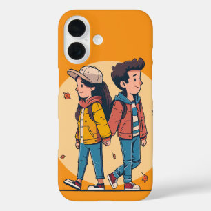 Couple holding hands walking together in fall iPhone 16 case