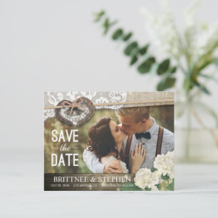 Couple Horseshoe Hydrangea Wedding Save Date PHOTO Postcard