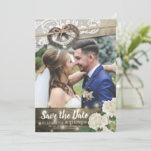 Couple Horseshoe Hydrangea Wedding Save Date PHOTO Save The Date