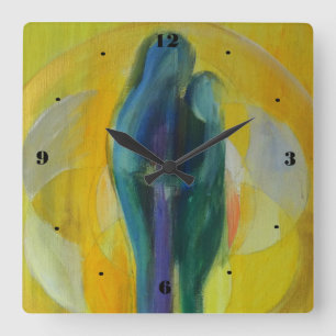Couple Hug Love Valentine Square Wall Clock